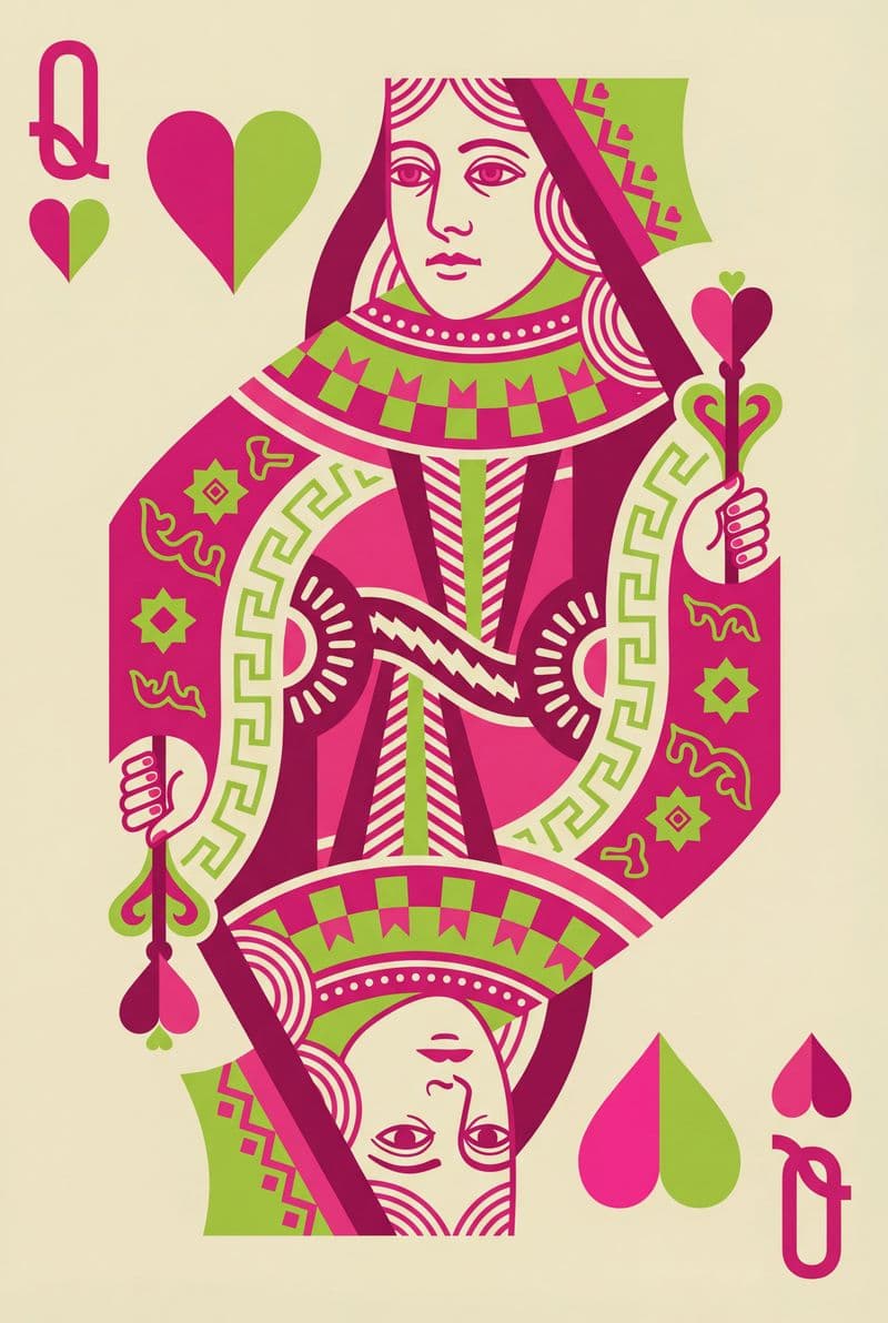 Tranh canvas quân bài Queen of Hearts phong cách tối giản trang trí phòng làm việc sang trọng