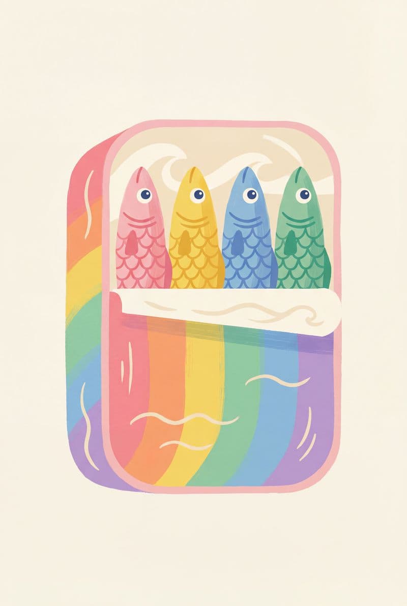 Tranh treo tường hộp cá mòi cầu vồng phong cách tối giản trang trí phòng khách hiện đại