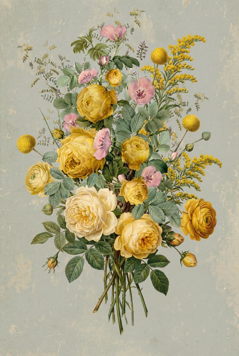 Tranh treo tường bình hoa vàng cổ điển trang trí không gian phòng khách quý tộc