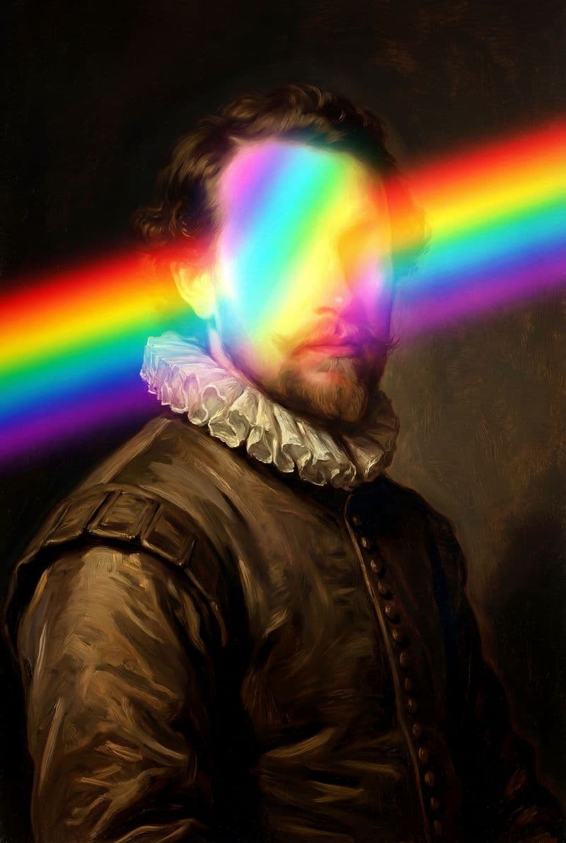 Tranh treo tường chân dung phong cách Rainbow trang trí phòng khách hiện đại và sang trọng