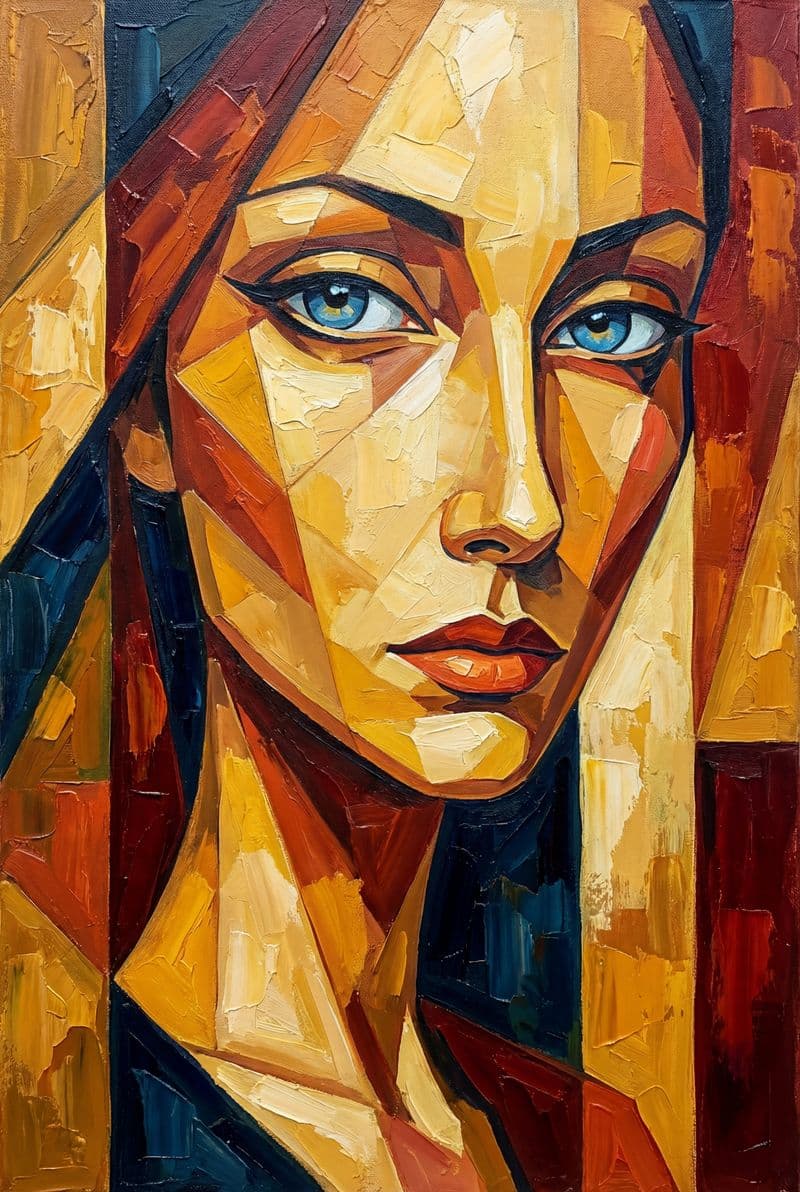 Tranh treo tường chân dung cô gái mắt xanh quyến rũ trang trí phòng khách hiện đại