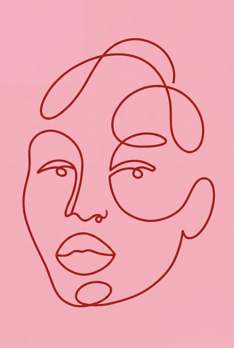 Tranh treo tường chân dung nghệ thuật màu hồng trang trí phòng ngủ hiện đại