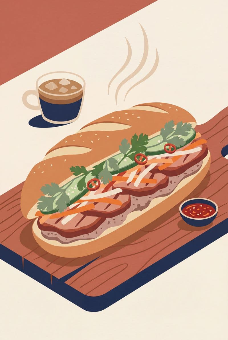 Tranh canvas bánh mì Sài Gòn đặc sản đường phố trang trí không gian nhà hàng sang trọng