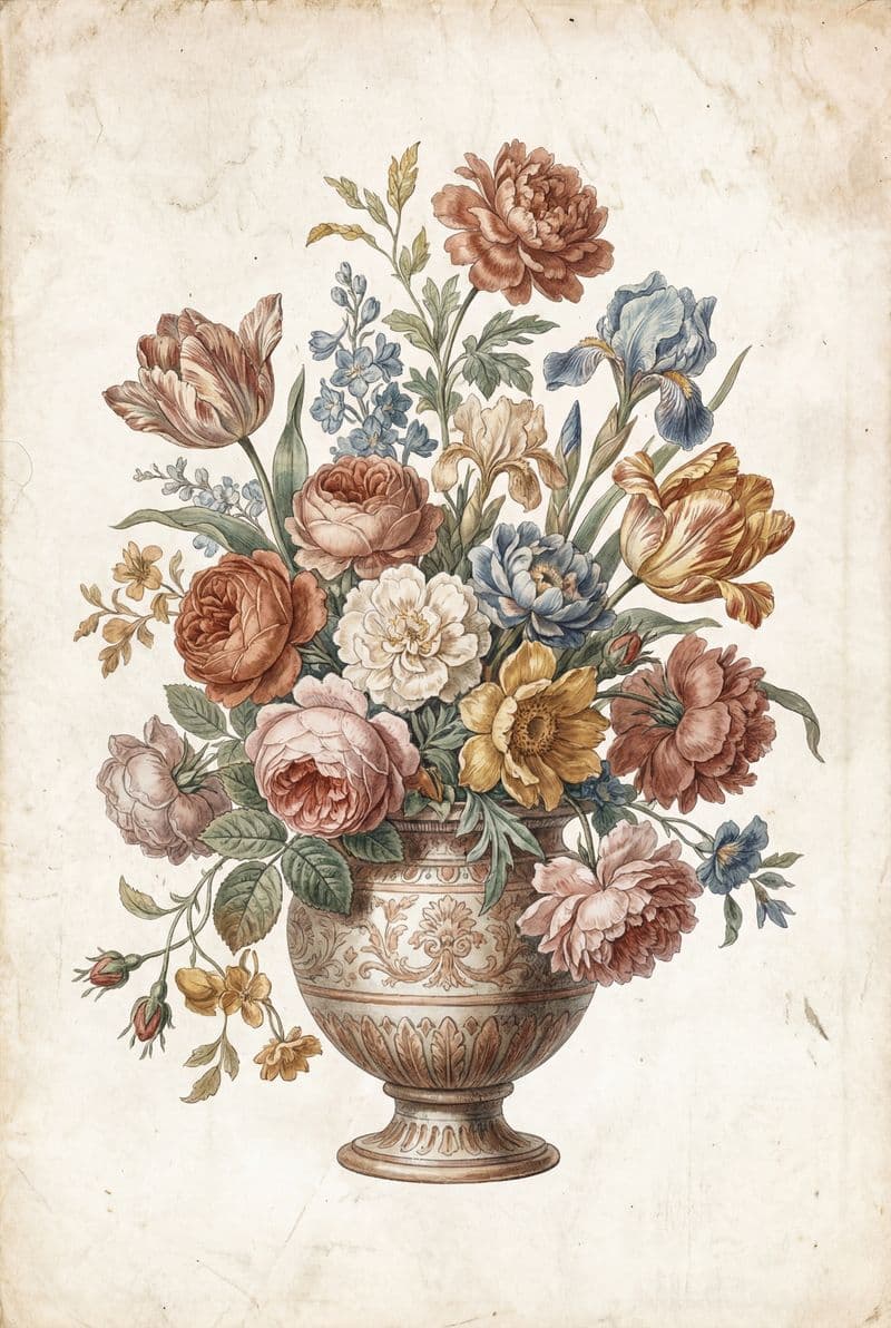 Tranh treo tường bó hoa cổ điển phong cách châu Âu trang trí không gian phòng khách quý phái