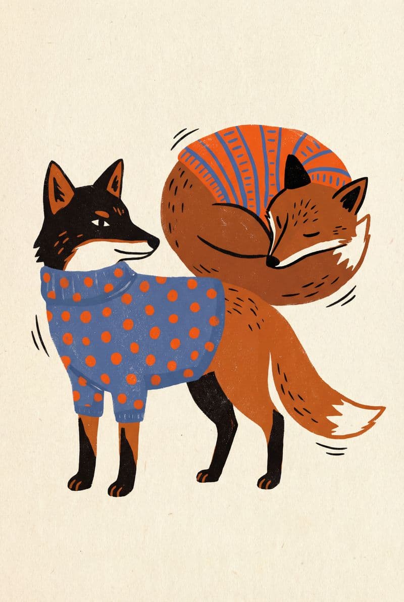 Tranh treo tường con cáo nghệ thuật trang trí phòng khách sang trọng