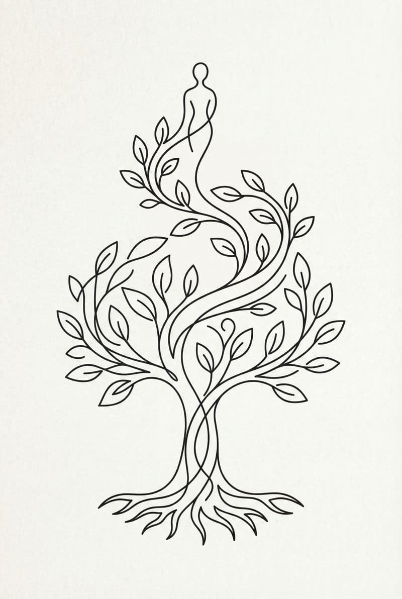 Tranh line art trừu tượng khắc họa sự kết nối nhân sinh tinh tế màu đen trắng thanh lịch phù hợp cho phòng khách tối giản.