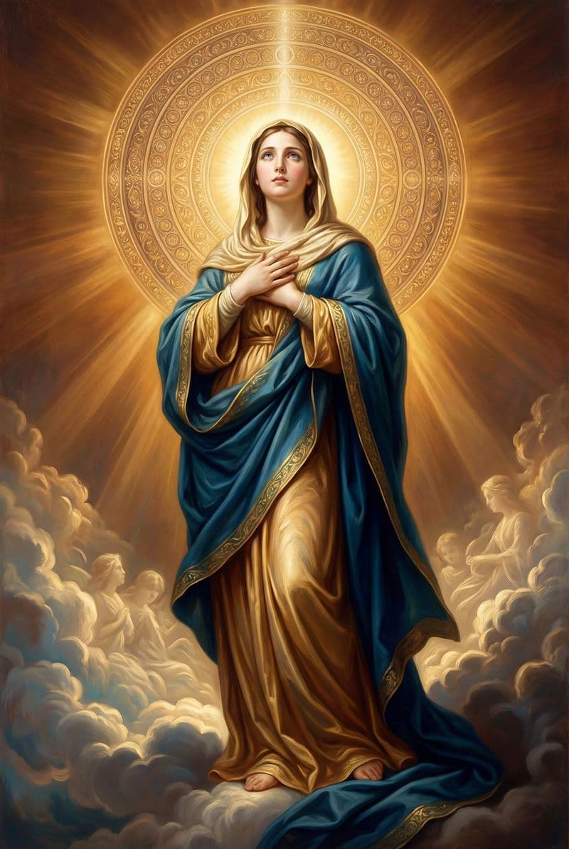 Tranh treo tường Hào Quang Đức Mẹ trang trí không gian thờ phụng trang nghiêm