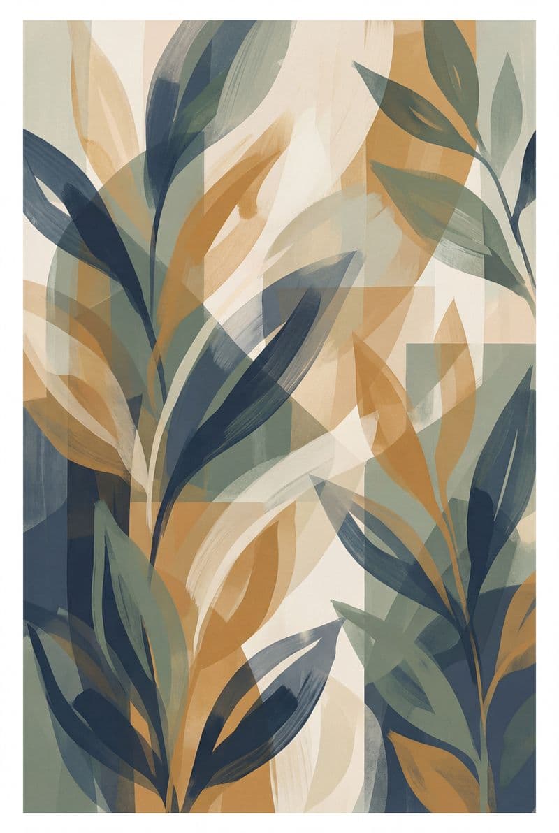 Tranh canvas hoa cỏ thực vật nghệ thuật trang trí phòng khách sang trọng