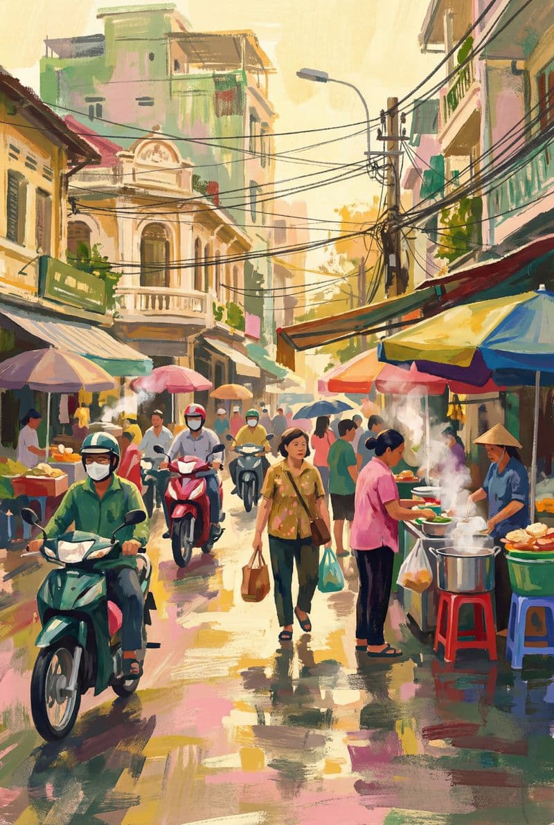 Tranh treo tường nhịp sống Sài Gòn nhộn nhịp trang trí không gian văn phòng hiện đại