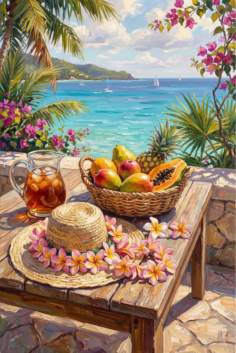 Tranh treo tường phong cảnh mùa hè rực rỡ trang trí phòng khách sang trọng