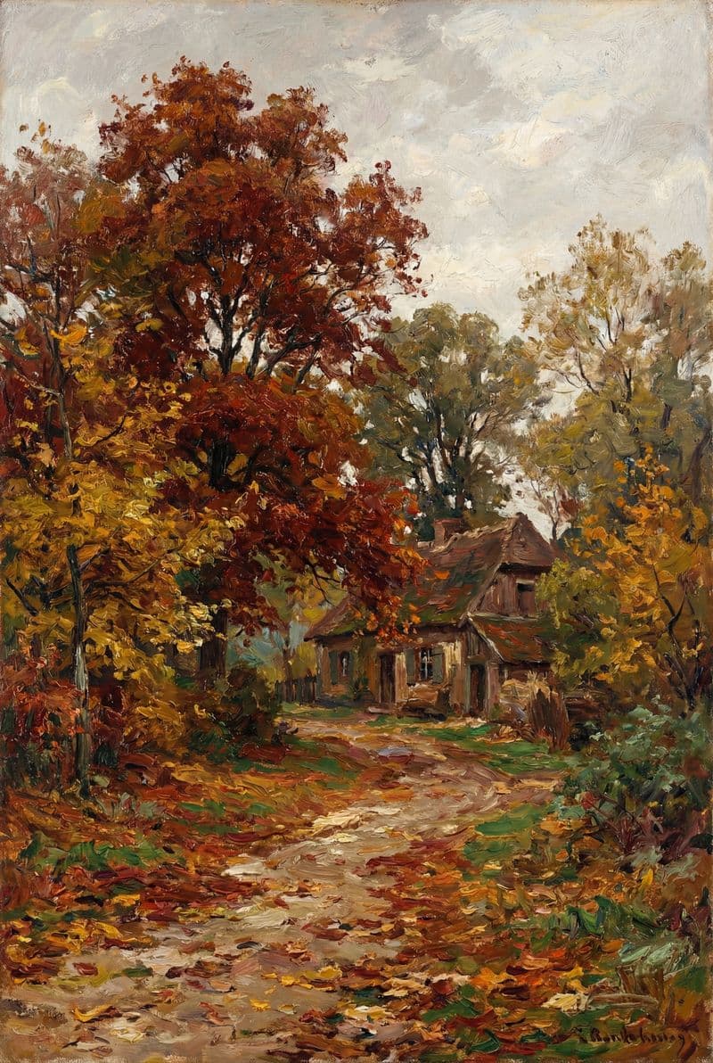 Tranh treo tường phong cảnh mùa thu vàng lãng mạn trang trí phòng khách hiện đại