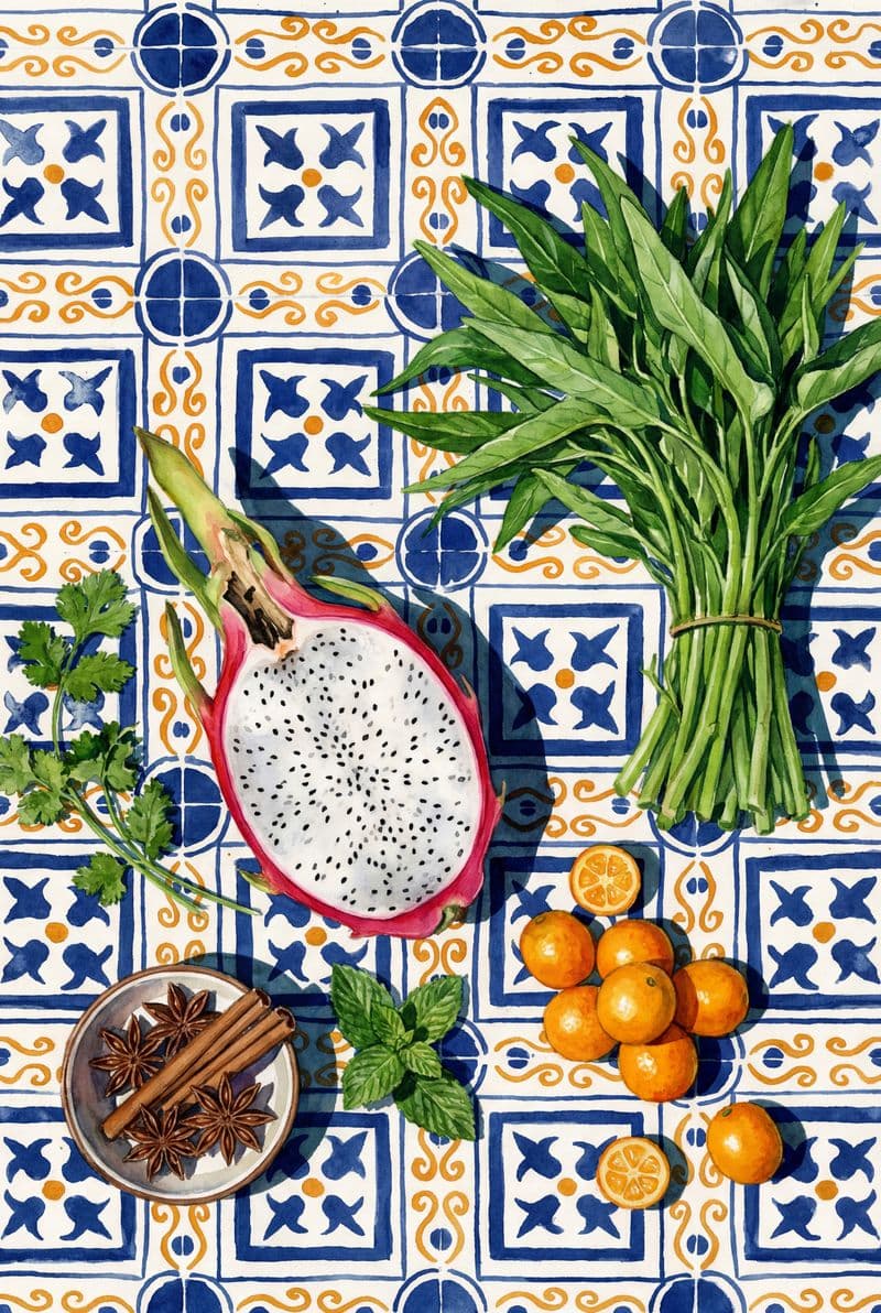 Tranh canvas tĩnh vật thực phẩm trang trí không gian phòng ăn và nhà bếp sang trọng