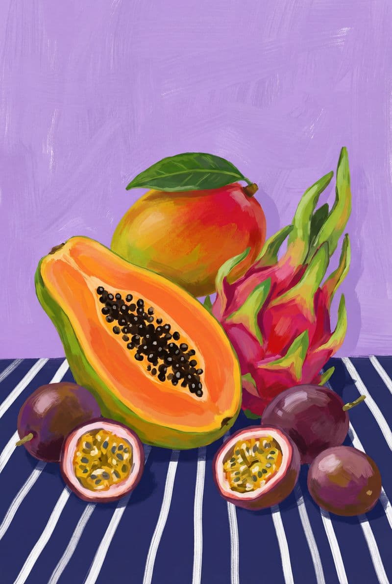 Tranh treo tường tĩnh vật trái cây tươi mọng trang trí không gian phòng ăn hiện đại