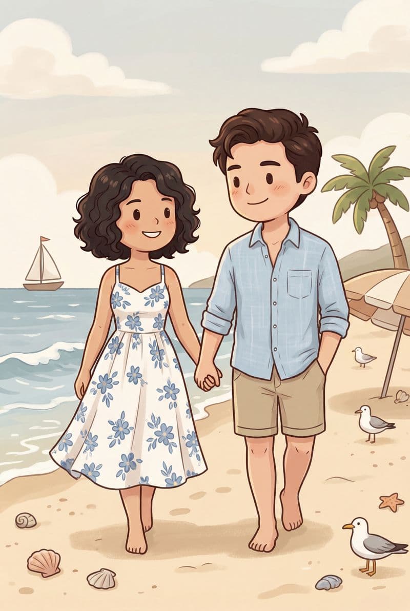 Tranh canvas chân dung cặp đôi phong cách chibi làm quà tặng kỷ niệm ngày cưới lãng mạn