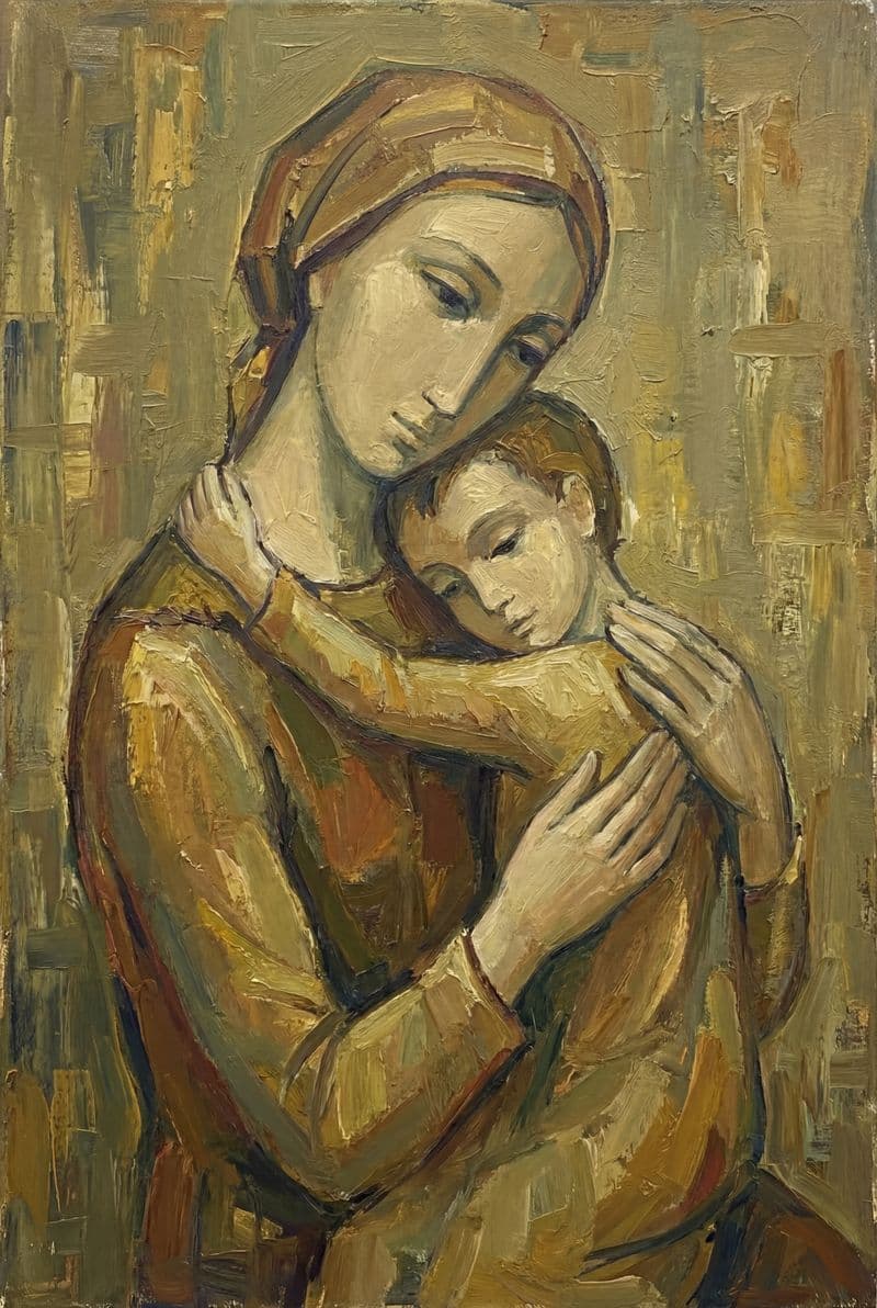 Tranh canvas chân dung vòng tay yêu thương phong cách tối giản trang trí phòng ngủ ấm cúng