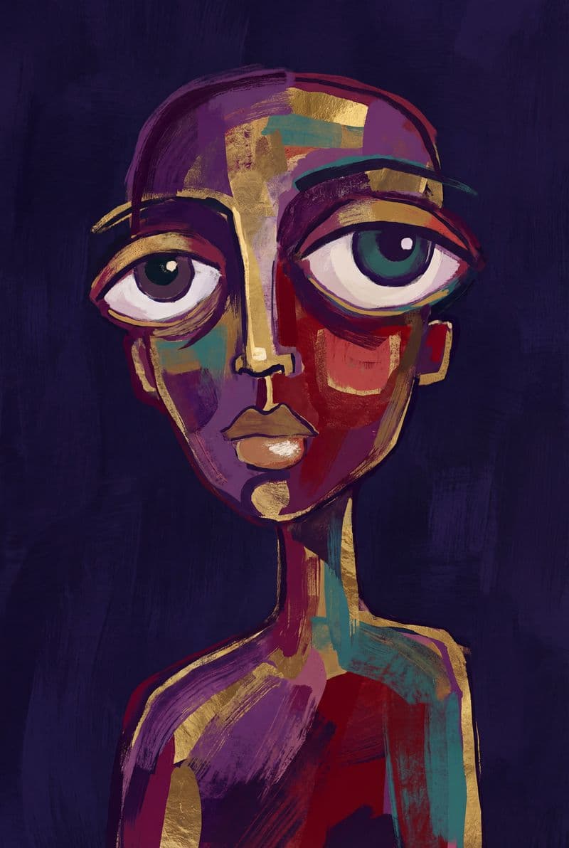 Tranh canvas chân dung Who is this phong cách tối giản trang trí phòng khách hiện đại