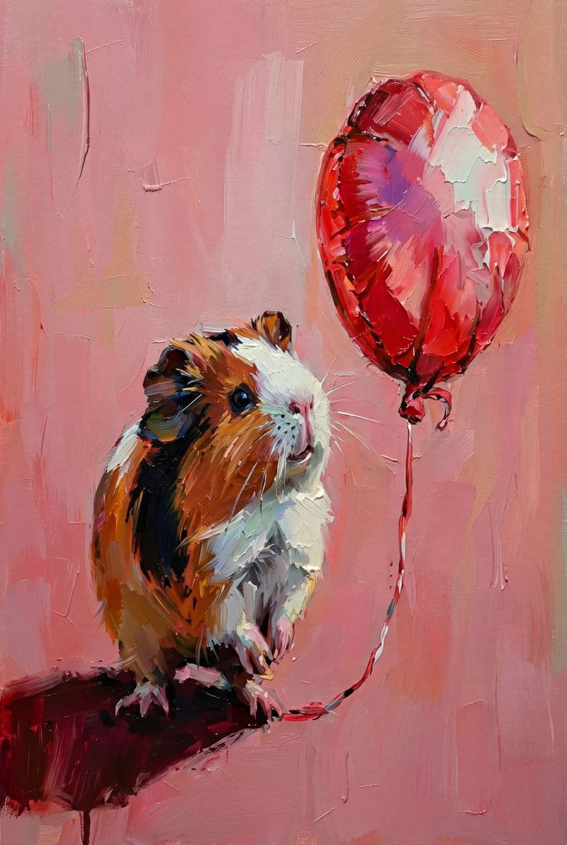 Tranh canvas chú chuột lang cầm bóng bay trang trí phòng trẻ em dễ thương