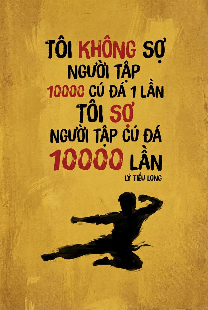 Tranh canvas động lực hình ảnh võ sĩ tung cú đá đầy uy lực với nét vẽ nghệ thuật tinh tế phù hợp trang trí văn phòng làm việc hiện đại.