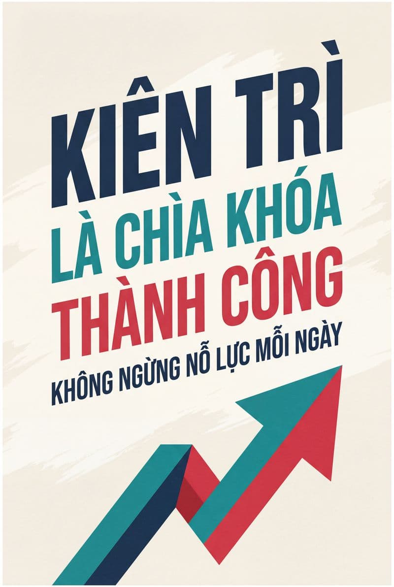 Tranh treo tường slogan Kiên trì là chìa khóa thành công
