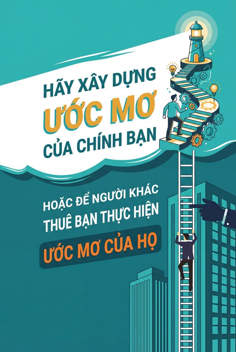 Tranh canvas chữ nghệ thuật thông điệp xây dựng ước mơ với tông màu mạnh mẽ quyết đoán phù hợp treo phòng làm việc lãnh đạo