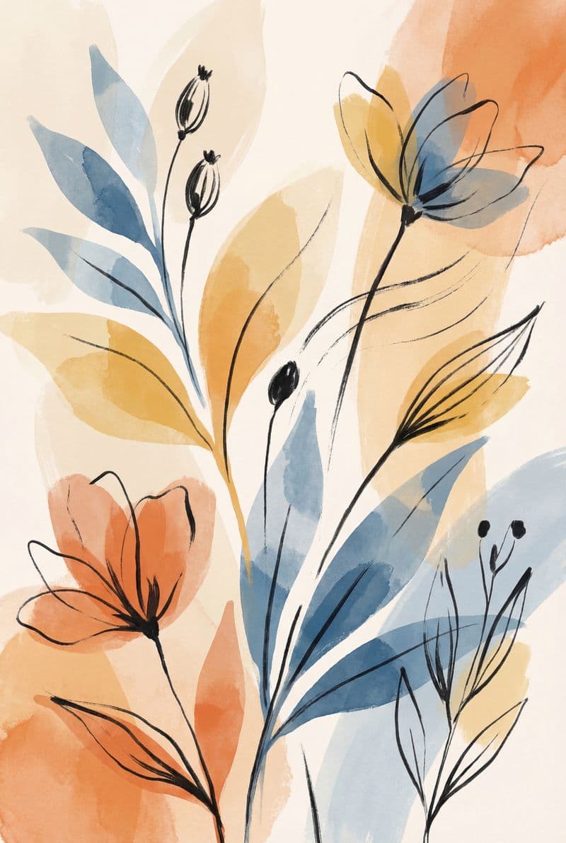 Tranh canvas nghệ thuật Những Lời Thì Thầm nét vẽ hiện đại tông màu dịu nhẹ bình yên cho không gian phòng ngủ tối giản.