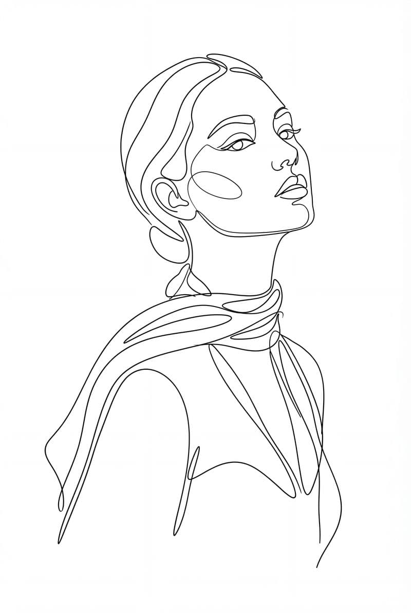 Tranh line art tối giản phác họa hình thể mềm mại sắc nét trên nền trắng thanh lịch mang lại cảm giác bình yên cho phòng khách hiện đại.