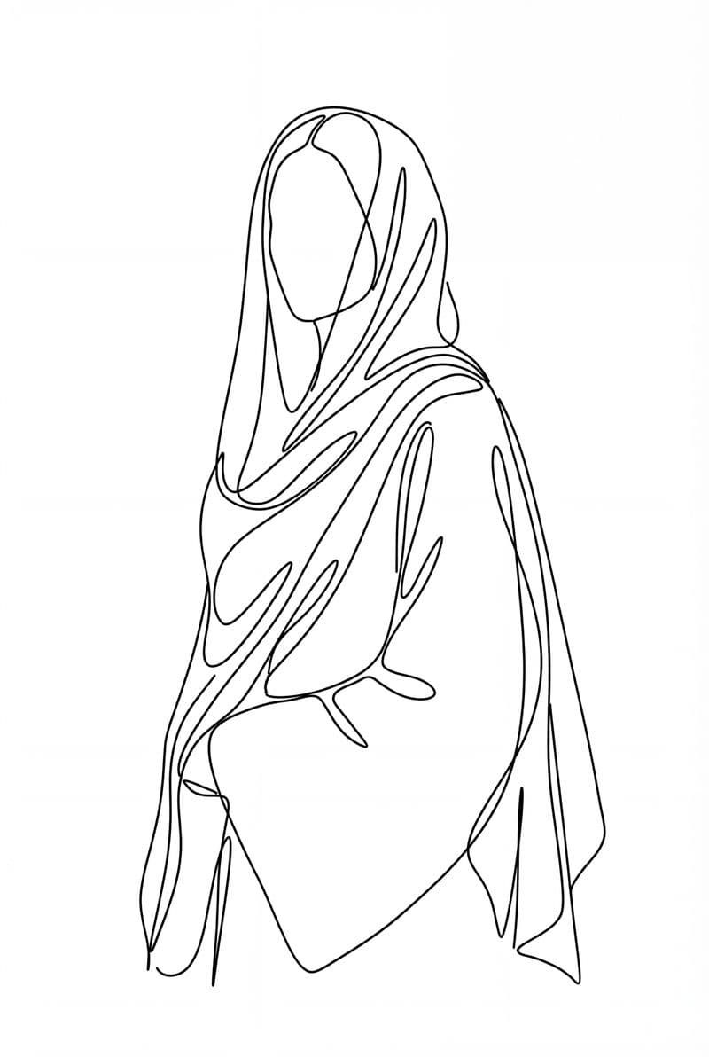 Tranh line art nhân vật Vô Diện với nét vẽ đen trắng thanh mảnh đầy cảm xúc phù hợp trang trí phòng khách hoặc không gian làm việc tối giản.