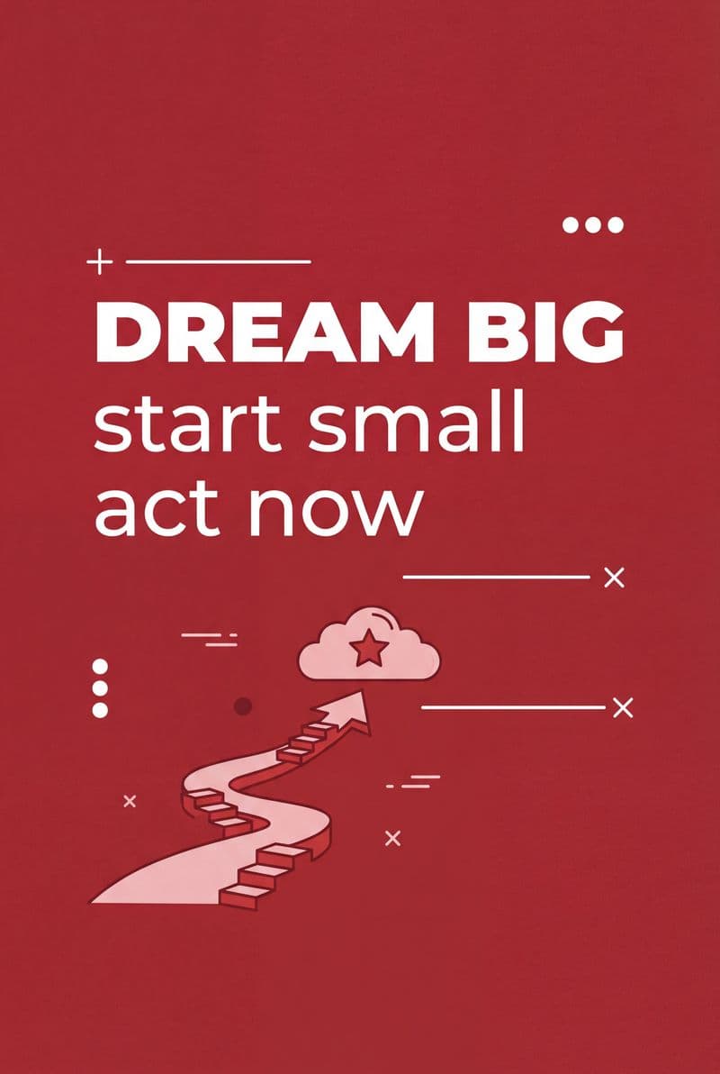 Tranh truyền động lực chữ nghệ thuật Dream Big Start Small màu sắc tương phản hiện đại cho không gian văn phòng sáng tạo