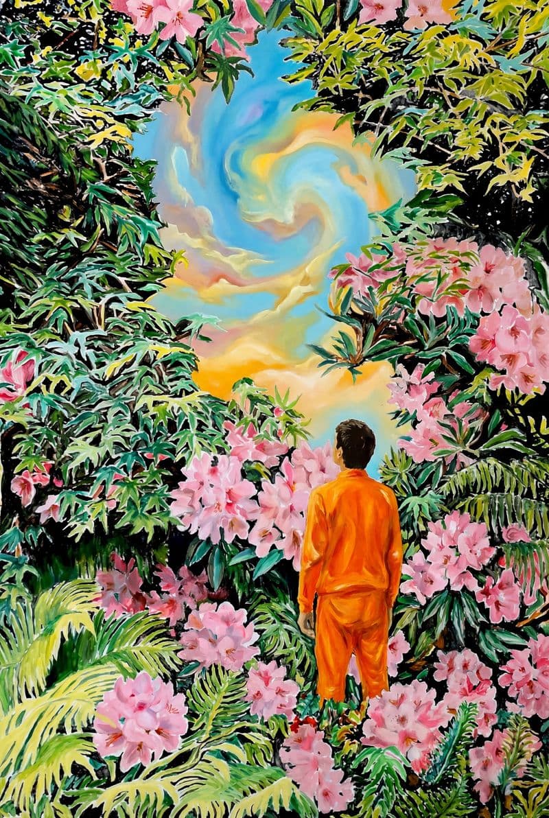 Tranh treo tường khoảnh khắc nhìn lên bầu trời nghệ thuật trang trí phòng khách sang trọng