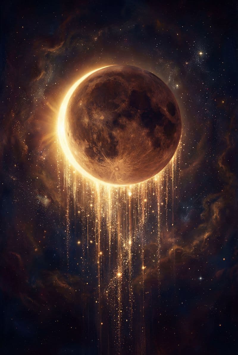 Tranh canvas Nhật thực Mặt trăng huyền ảo trang trí phòng khách sang trọng