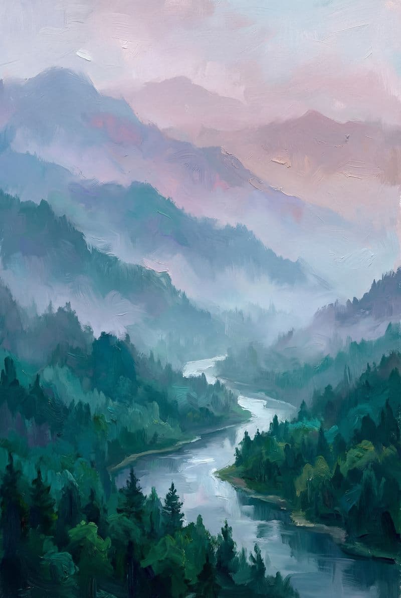 Tranh treo tường phong cảnh núi rừng hùng vĩ trang trí phòng khách hiện đại