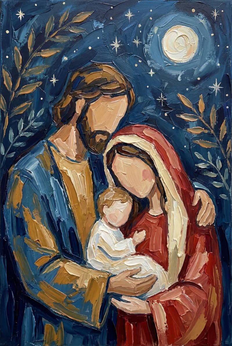 Tranh treo tường gia đình sum vầy đêm Giáng sinh phong cách trừu tượng trang trí phòng khách hiện đại