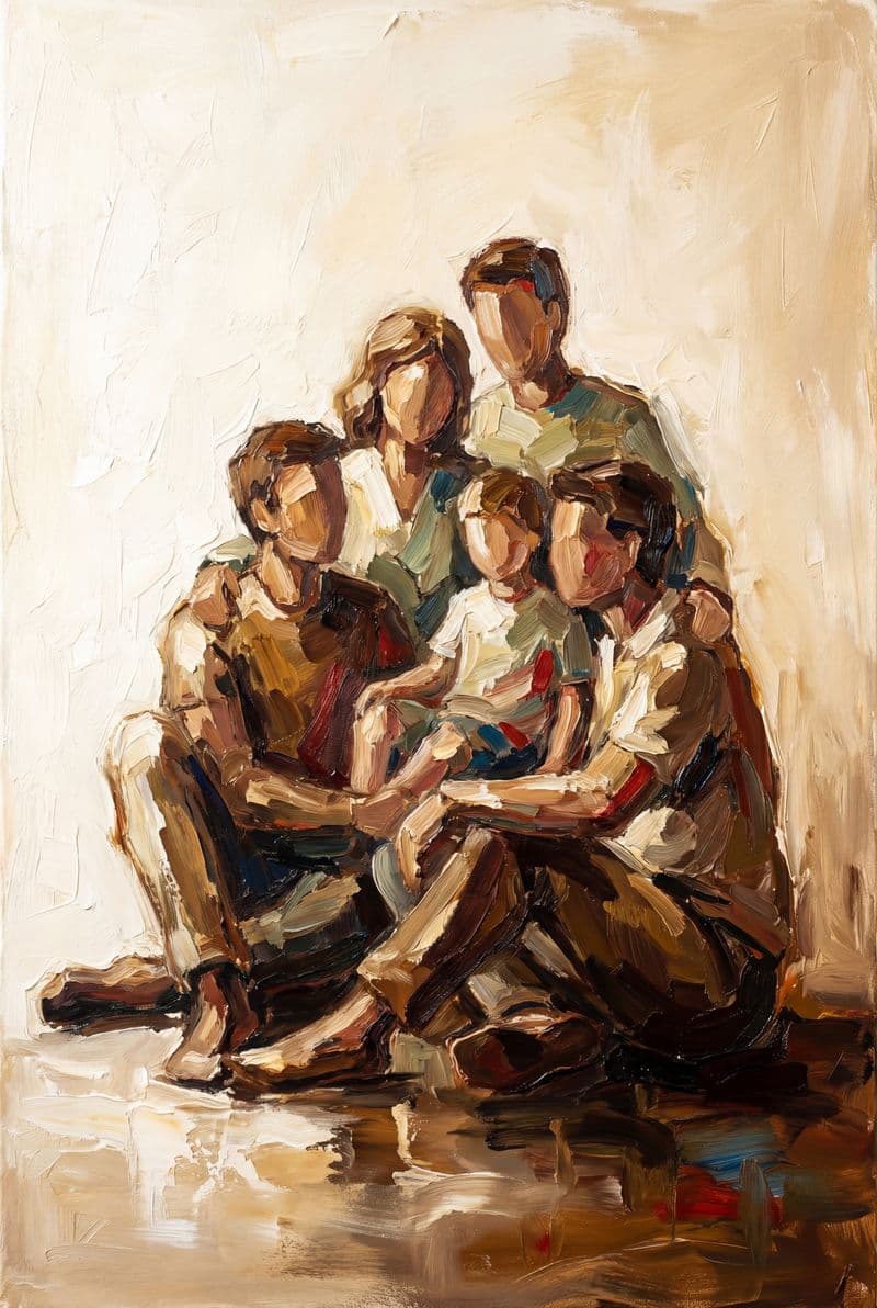 Tranh treo tường trừu tượng tình bạn là gia đình trang trí phòng khách tối giản