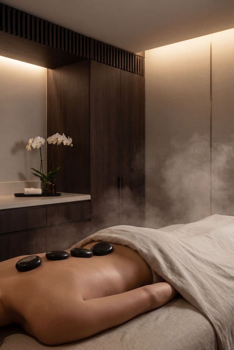 Tranh treo tường spa massage đá nóng trang trí không gian thư giãn hiện đại
