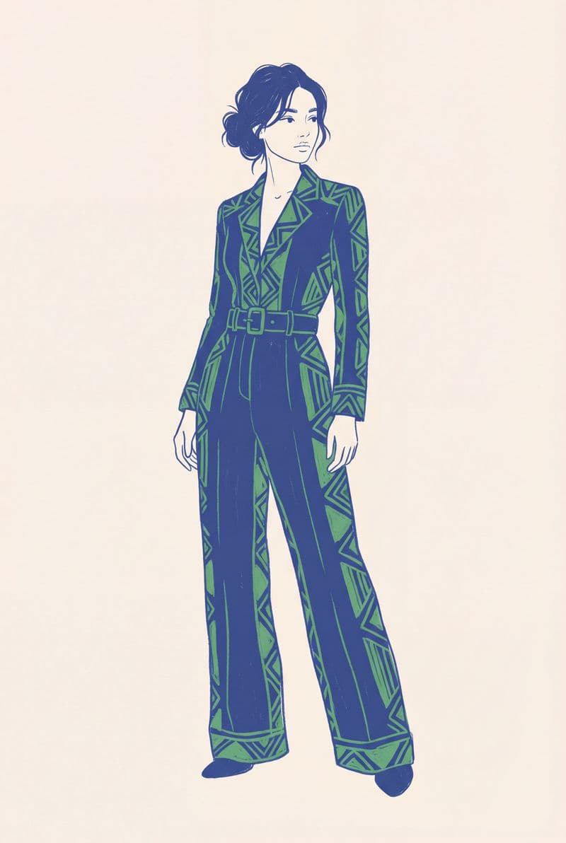 Tranh canvas thời trang chân dung nhân vật Pri với dáng đứng đầy tự tin và gam màu trung tính sang trọng cho phòng khách.