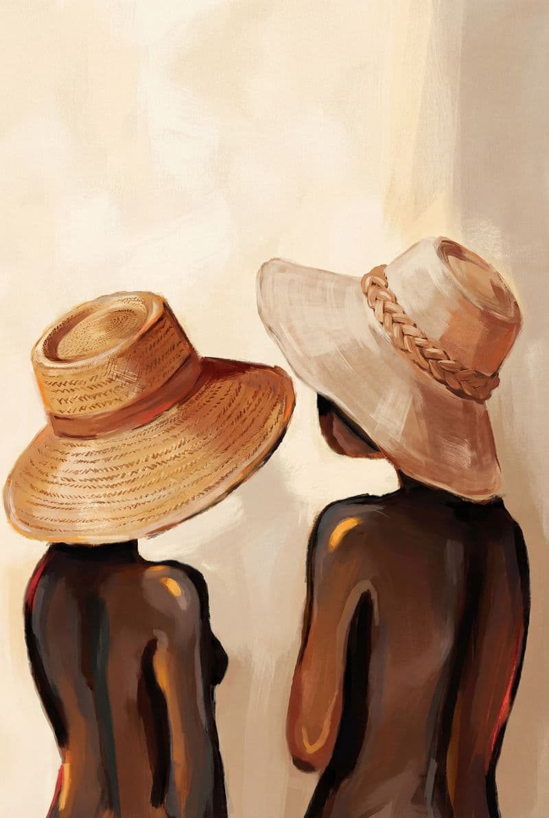 Tranh canvas thời trang cao cấp chủ đề Hats Together với các loại mũ thanh lịch màu sắc trang nhã phù hợp trang trí studio hoặc phòng thay đồ.