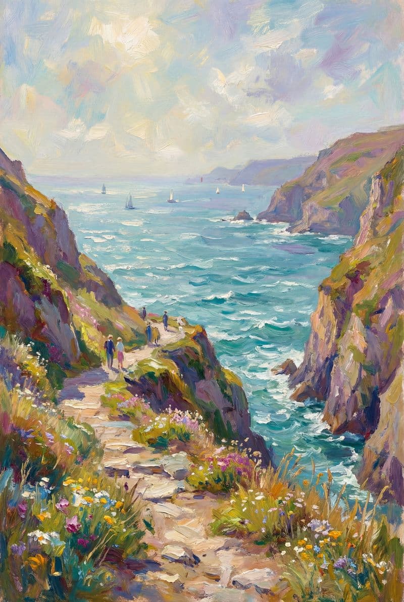 Tranh canvas đường đi bộ trên vách đá hùng vĩ trang trí phòng khách sang trọng