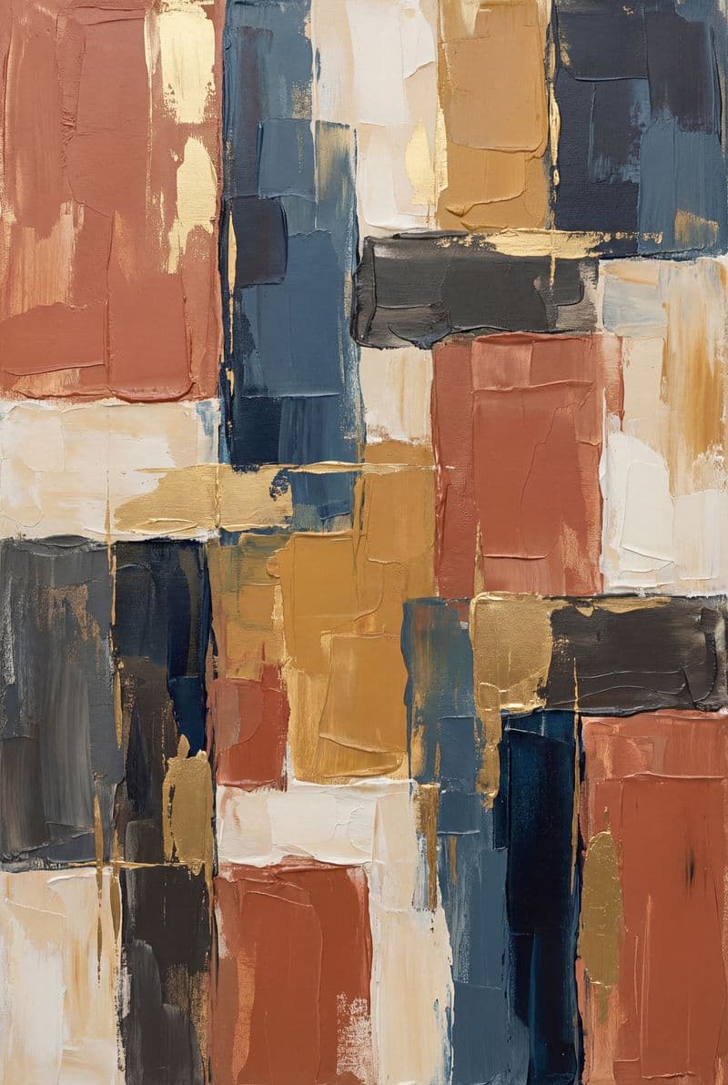 Tranh treo tường trừu tượng mảng hiện đại trang trí phòng khách sang trọng