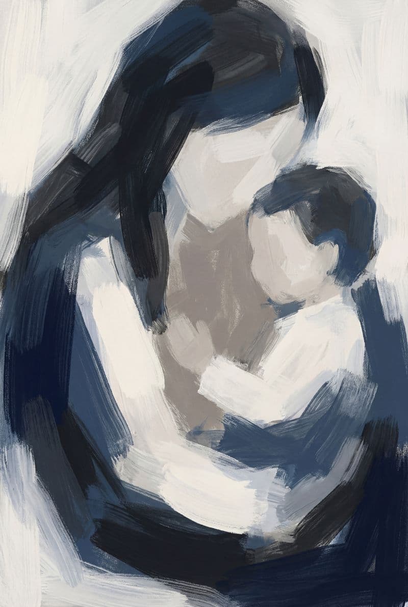 Tranh treo tường trừu tượng Ngày của Mẹ phong cách tối giản trang trí phòng khách ấm cúng