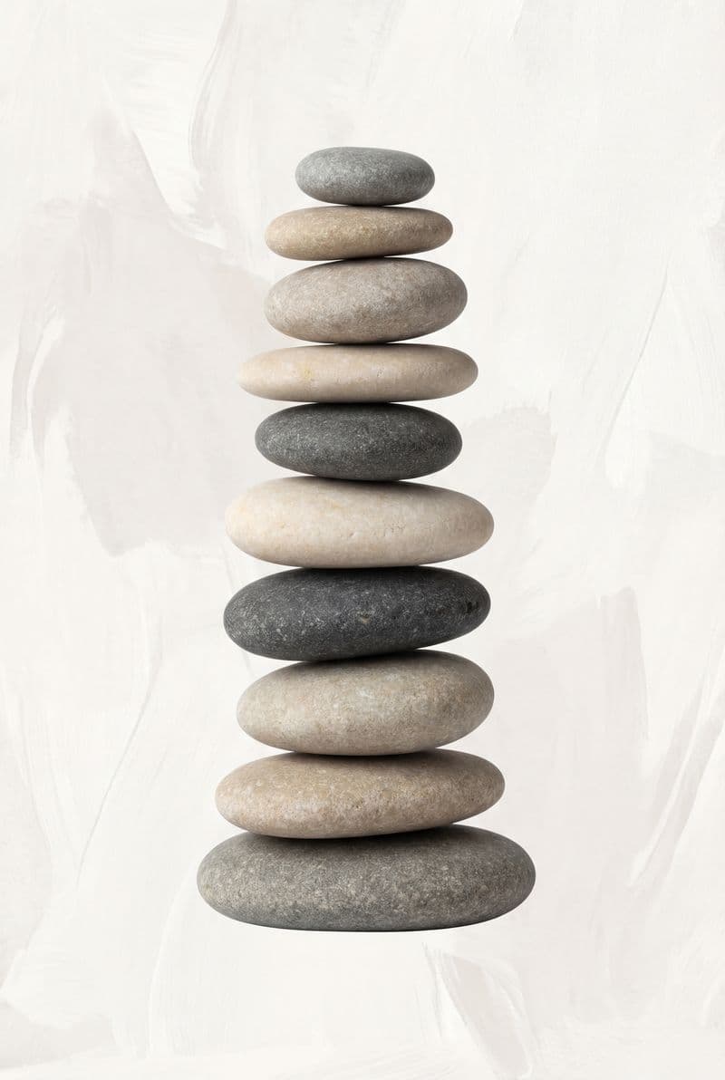 Tranh treo tường đá tròn xếp chồng tối giản trang trí phòng khách thanh lịch